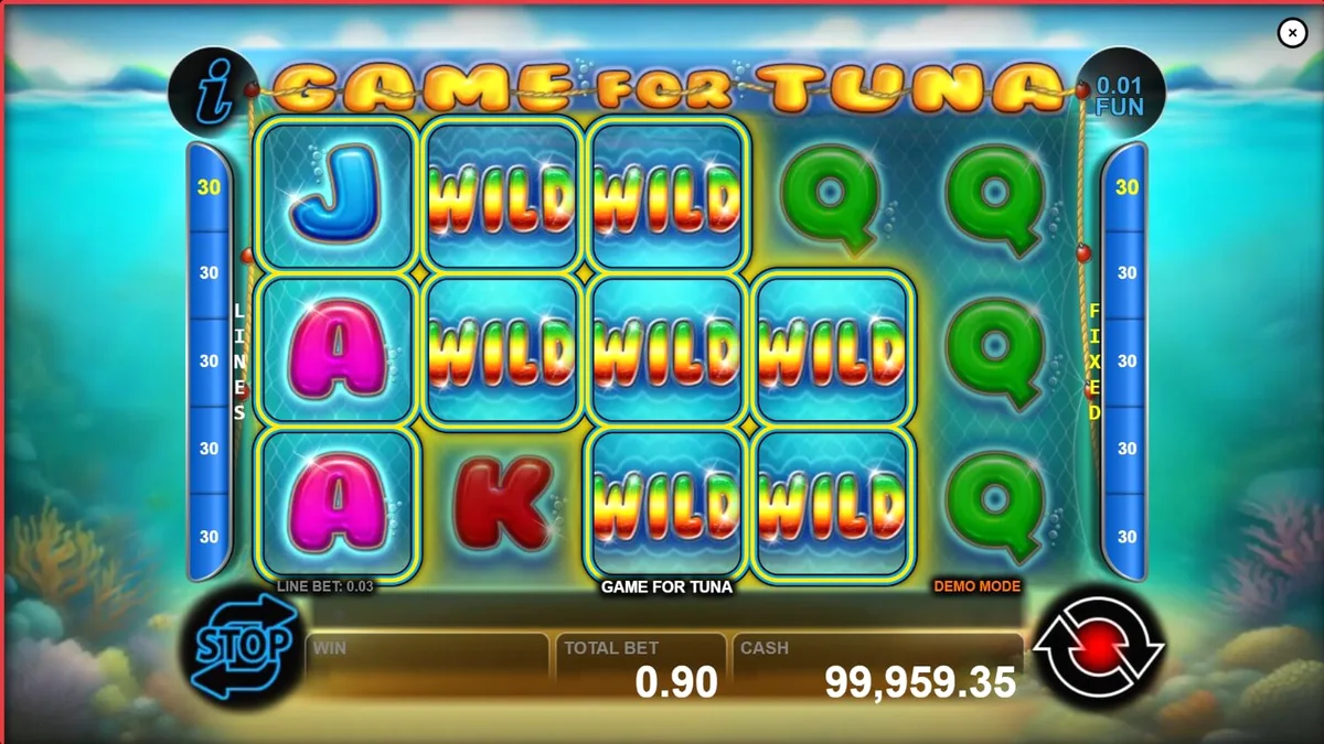 Tampilan visual slot Game For Tuna dengan tema memancing laut dalam