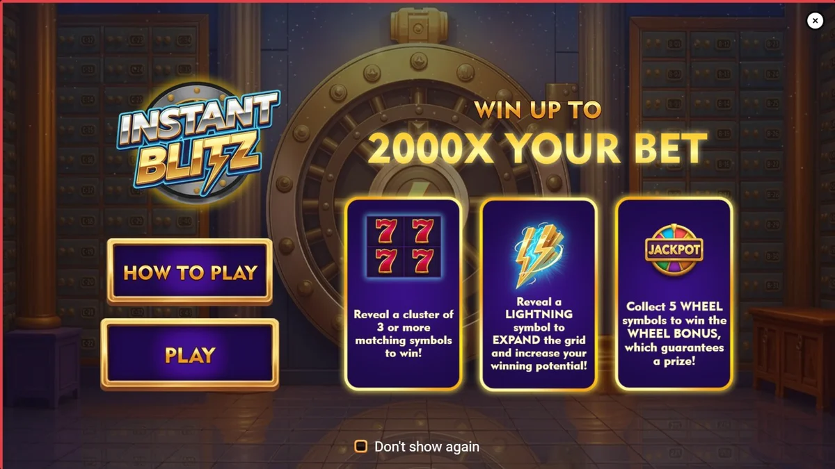 Tampilan visual neon futuristik dari slot Instant Blitz oleh Gaming Corps