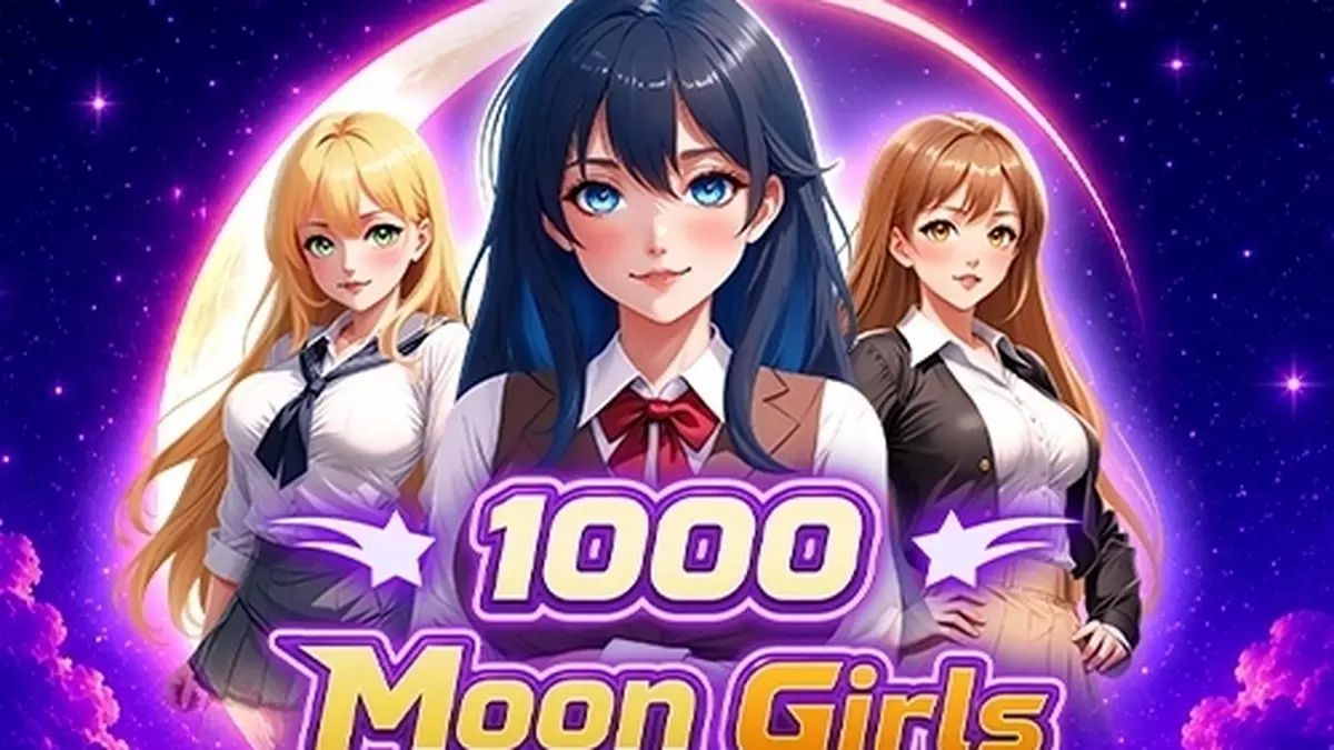 Tampilan visual slot 1000 Moon Girls dengan latar belakang bertema luar angkasa